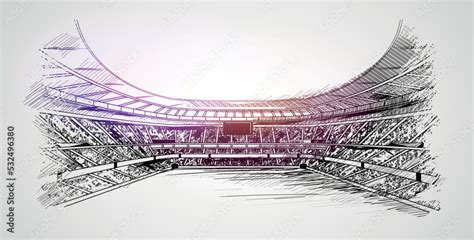 Football Cricket Stadium Line Drawing Illustration Stock, 56% OFF