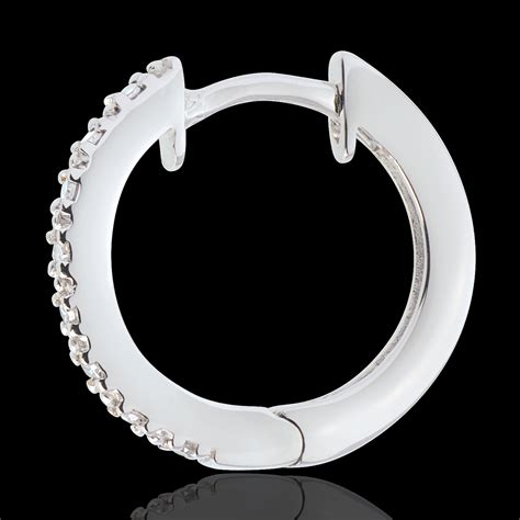 Orecchini a cerchio semi pavé oro bianco 16 diamanti gioielli Edenly