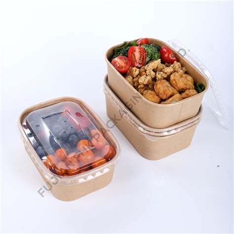 Factory Disposable Custom Rectangle Takeaway Food Packing Paper Salad