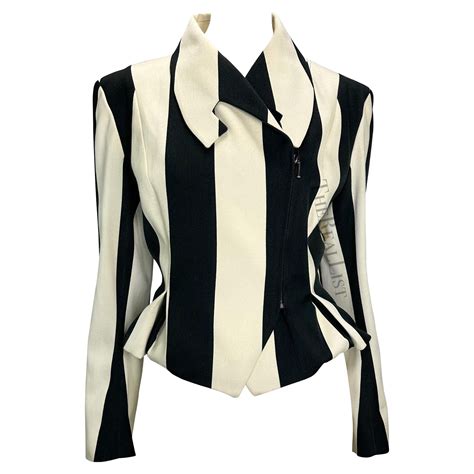 Black And White Vertical Striped Blazer