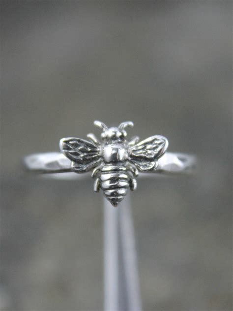 Honey Bee Sterling Silver Ring Solid Silver Nature Jewelry Etsy