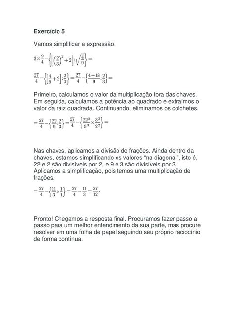 ExpressÕes NumÉricas Com FraÇÕes C ResoluÇÕes Atividades ExercÍcios Imagens E Escrita Portal