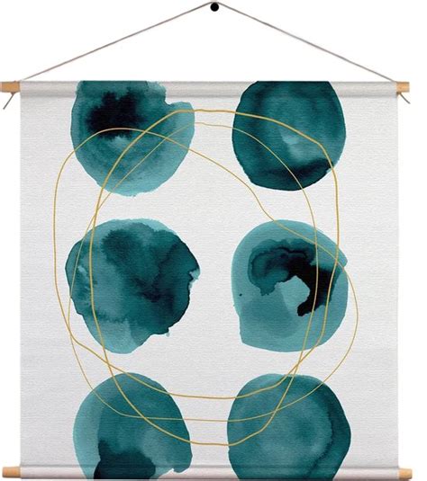 Textielposter Scandinavisch Rond Patroon Groen Vierkant Xxl X Cm