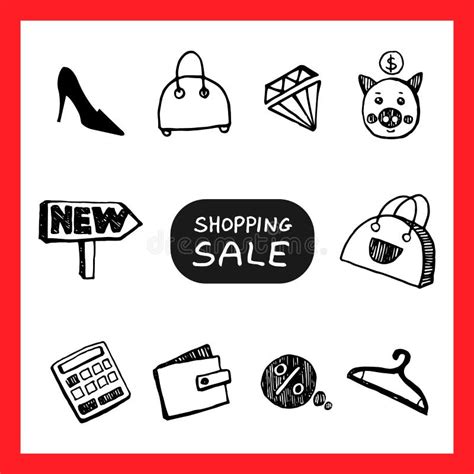 Doodle Set Of Sale And Shopping Stock Vector Illustration Of Shopping