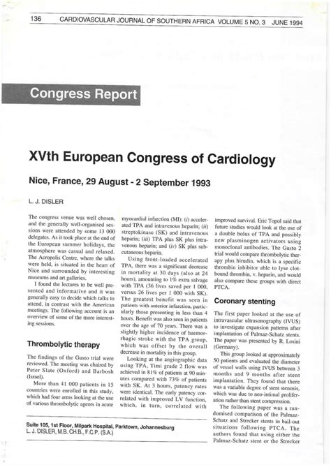 PDF XVth European Congress Of Cardiology