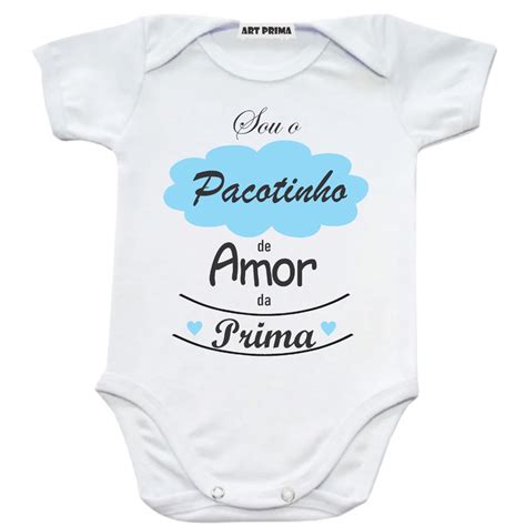 Roupa De Bebe Body De Menino Personalizado Pacotinho De Amor Da Prima