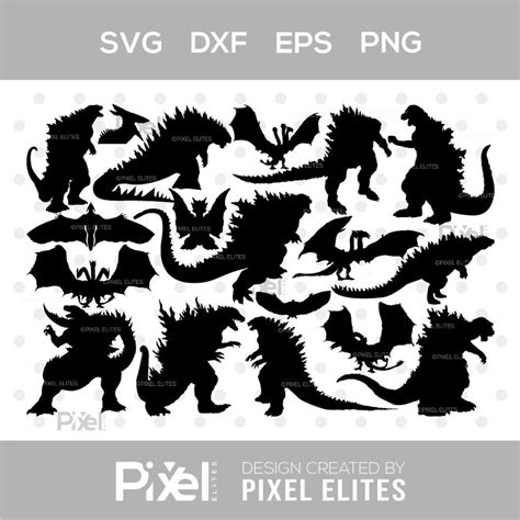 Godzilla Svg Cut Files Godzilla Silhouette Rodan Godzilla Svg Godzilla