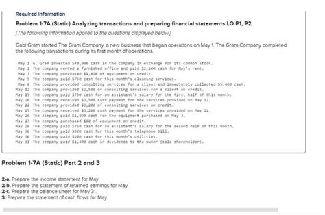 Solved Required Information Problem 1 7A Static Analyzing Chegg