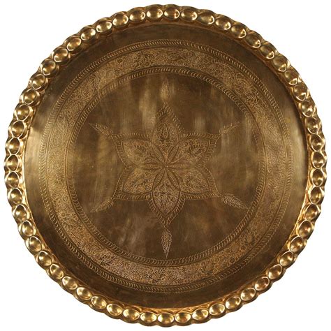 Large Hanging Moroccan Brass Tray Platter At 1stdibs Brass Platter Brass Trays For Sale