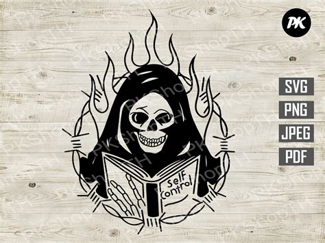 Skeleton Self Control Svg Skeleton Reading Book Svg Png Etsy