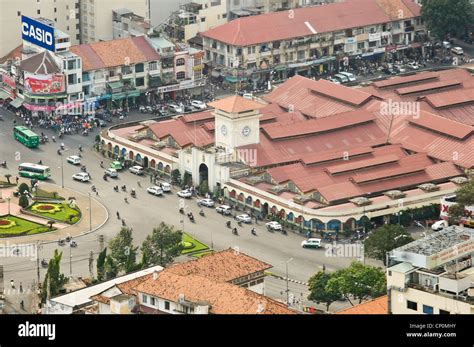 Horizontal Aerial View Of Ben Thanh Market Chợ Bến Thành A Large