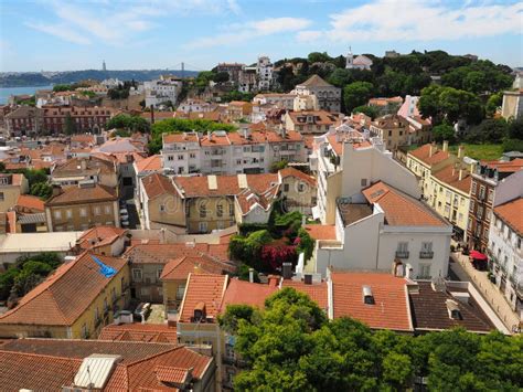 Pi Kny Widok Z Lotu Ptaka Nad Miastem Lisbon W Portugalia Obraz Stock