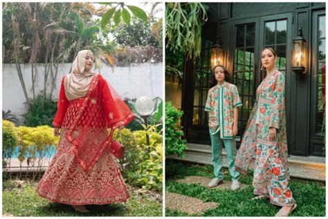 Busana Lebaran Seleb Dengan Warna Cerah Bermotif