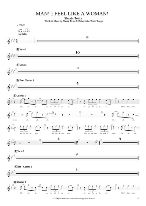 Man I Feel Like A Woman Tab By Shania Twain Guitar Pro Full Score