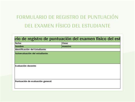 Plantilla de Excel Formulario De Registro De Puntuación Del Examen