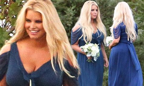 Blushing Bridesmaid Jessica Simpson Wows In Cleavage Baring Dress As She Shows Off Body At Best