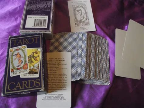 1980S VINTAGE PURPLE Box Original Rider Waite Tarot Cards Deck LWB