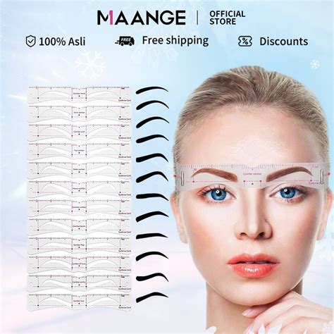 Jual Maange 12 Pcsset Cetakan Alis Card Eyebrow Makeup Eyebrow Drawing