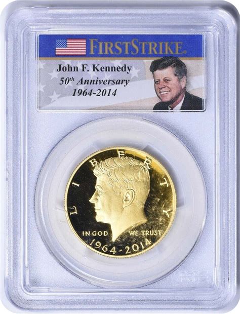 2014 W 50th Anniversary Gold Kennedy Half Dollar PR70DCAM PCGS First