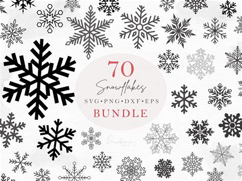 Snowflake Svg Bundle Winter Snow Clipart Christmas Svg Etsy