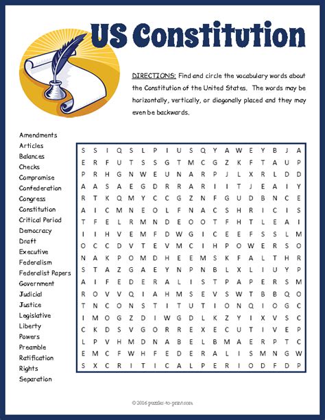 Constitution Word Search Puzzle Artofit