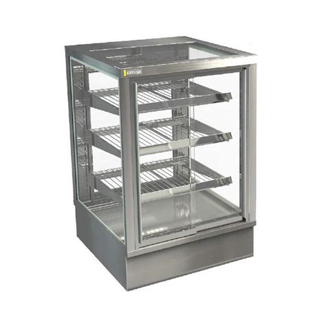 Cossiga 600 Wide Freestanding Square Heated Food Display With A Glass Top And Deck Forced