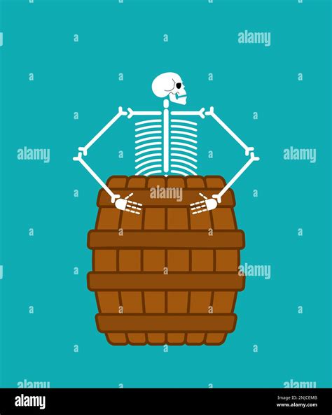 Skeleton In Barrel Isolated Vector Illustration Stock Vector Image