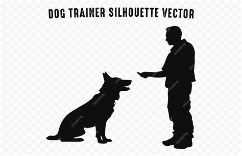 Premium Vector Dog Trainer Silhouettes Black Vector A Man Training A