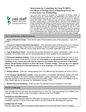 Fillable Online Oasfcu Instructions For Completing The Form W Ben