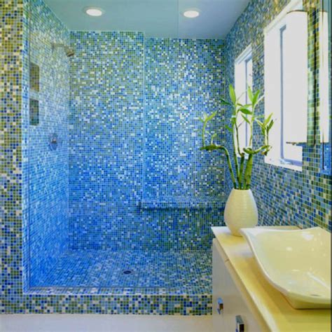 Aqua Blue Blue Glass Tile Bathroom Bathroom Tile Designs Glass Tile