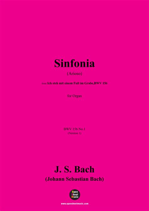 J S Bach Sinfonia Arioso Bwv No Version For Organ Arr Osm