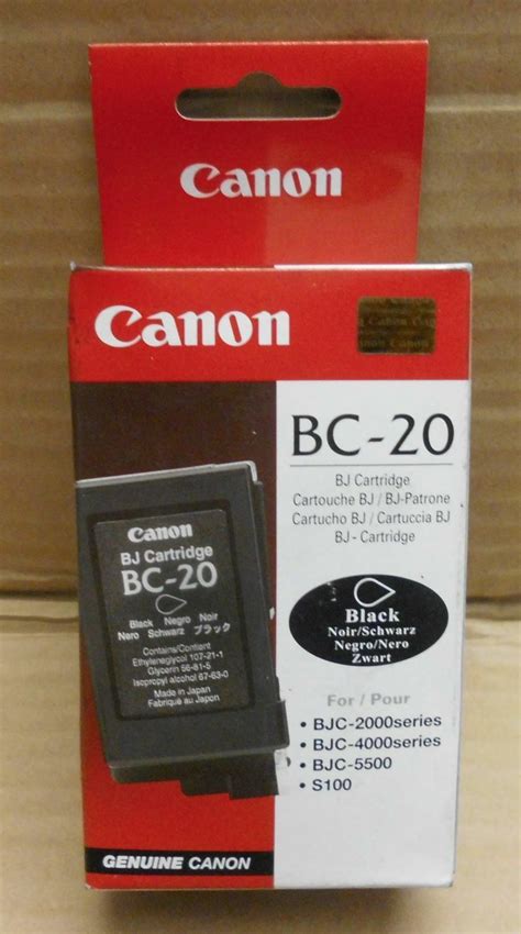 Canon Bc 20 Tinte Black Für Bjc 2000 2100 2110 2115 2120 2200 4200 5500 S100 Ebay