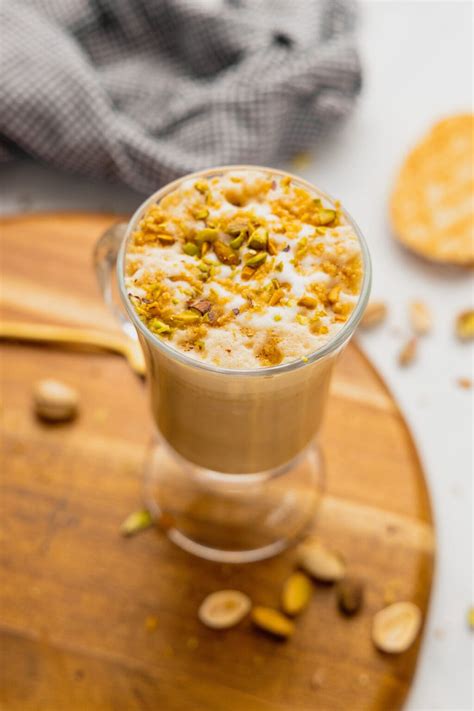 Pistachio Latte With Browned Butter Cookie Topping Midwest Nice