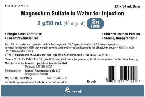 MAGNESIUM SULFATE Magnesium Sulfate In Water For Injection