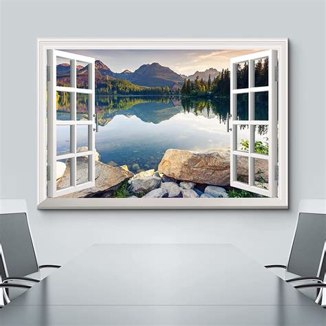 IDEA4WALL Window Scenery View To Peaceful Lake In Autumn On Canvas Print & Reviews | Wayfair