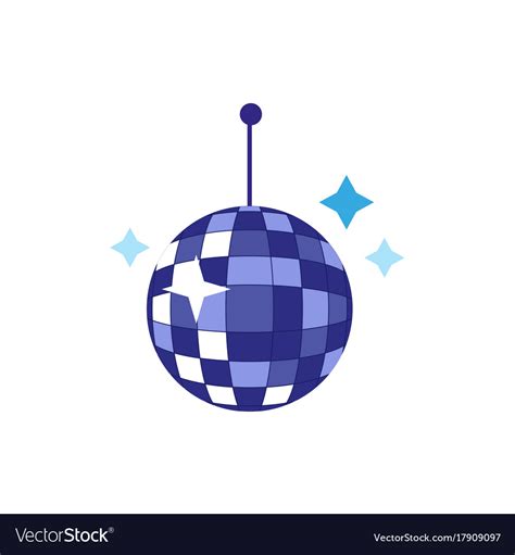 Flat cartoon disco ball with stars Royalty Free Vector Image