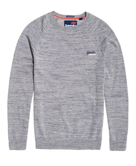 Mens Orange Label Cotton Crew Jumper In Seattle Denim Grindle