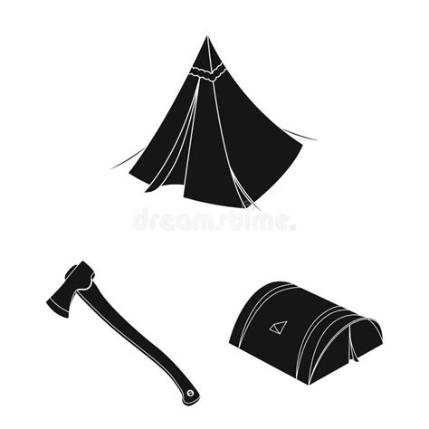 Different Kinds Of Tents Black Icons In Set Collection For Design