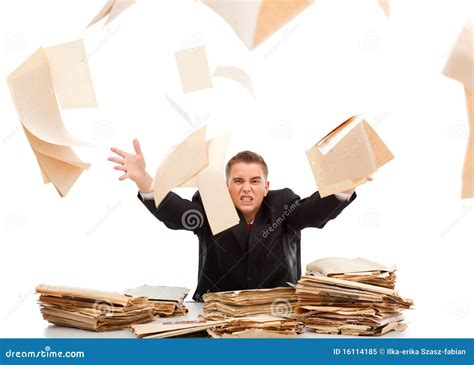 Man Throwing Away Paperwork Stock Image Image Of Flying Isolated