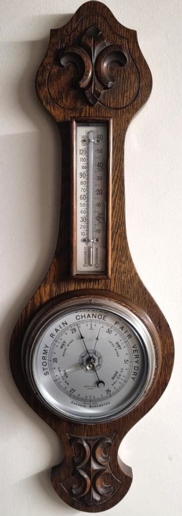 British Made Oak Mounted Aneroid Barometer