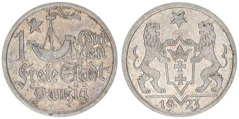 Polen Danzig 1 Gulden 1923 Schiffsmotiv Fast Vz Patina MA Shops