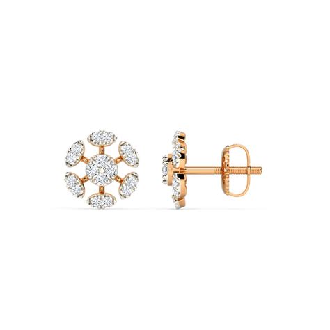 Twinkling Round Diamond Stud Earrings Jewellery India Online