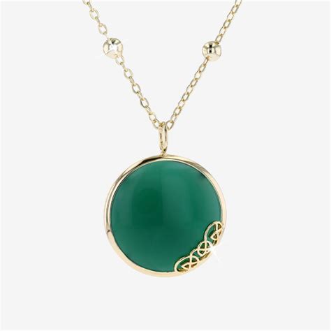 Real Agate Necklace Green Warren James