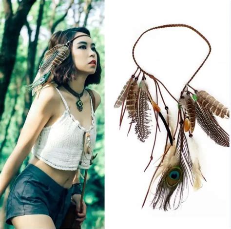 Boho Weave Bird Feather Tassel Festival Headbands Native American