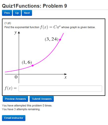 Solved Find The Exponential Function F X Ca X Whose Graph