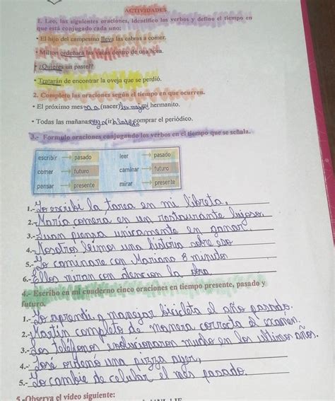 1 Leo Las Siguientes Oraciones Identifico Los Verbos Que Definan Tiempo