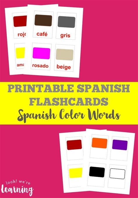 Printable Spanish Flashcards Spanish Color Flashcards Look We Re