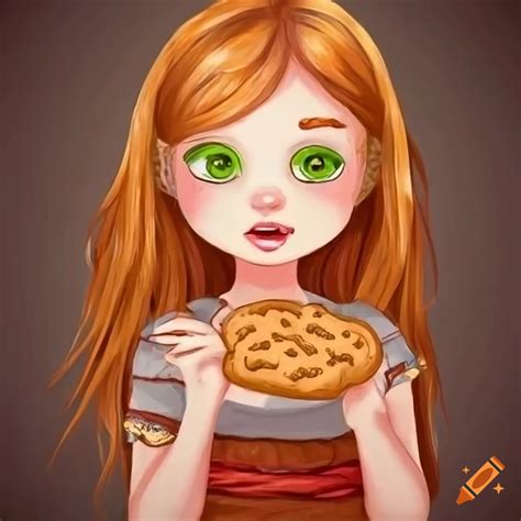 Blondeginger Girl With Long Hair And Green Eyes Baking Cookies