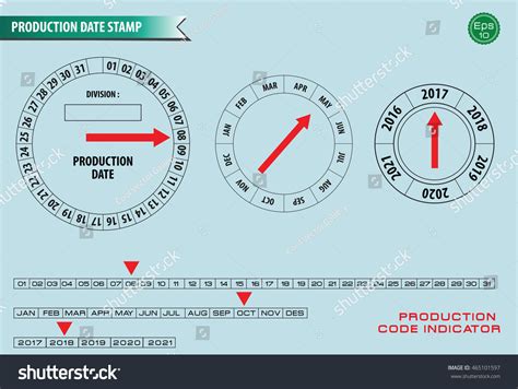 production date stamp machinery industrial plastic stock vector