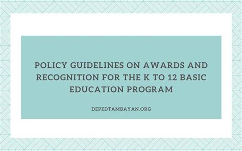 Policy Guidelines On The K To Basic Education Program Deped